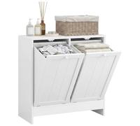 kleankin Meuble Salle de Bain avec Panier à Linge 66 x 33 x 68 cm Blanc