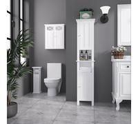 kleankin Meuble Salle de Bain Blanc Fonctionnel avec Rangement et Dérouleur Papier | Aosom France
