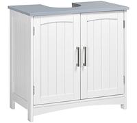 kleankin Meuble Salle de Bain sous lavabo, Meuble sous lavabo avec Double Portes, étagère réglable, 60 x 33 x 60 cm, Blanc