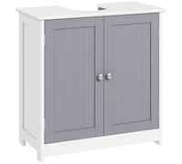 kleankin Meuble Salle de Bain sous lavabo - Meuble sous-Vasque - Placard 2 Portes avec étagère - dim. 60L x 30l x 60H cm - en Bois Gris Blanc