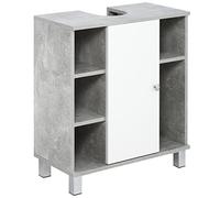 kleankin Meuble sous évier U-Cut, Meuble sous évier avec 6 étagères en Bois, 60x30x68cm Blanc, Gris