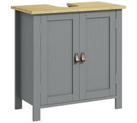 kleankin Meuble sous-lavabo 2 portes, étagère réglable, poignées en PU 60 x 30 x 60 cm Gris