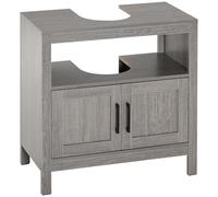 kleankin Meuble sous Lavabo avec 2 Portes et étagère pour Salle de Bain - 60 x 30 x 60 cm - Gris