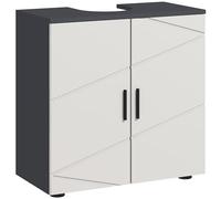 kleankin Meuble sous lavabo avec découpe en U 20x20 cm Gris Clair | Meuble de salle de bain, étagère réglable