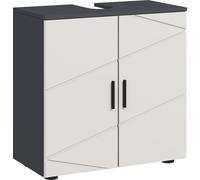kleankin Meuble sous-lavabo avec étagère réglable, meuble sous-lavabo avec poignée, meuble sous-lavabo de salle de bain avec protection anti-basculement, gris