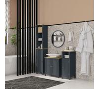kleankin Meuble Sous-lavabo en Panneaux de Particules et MDF à 2 Portes avec Étagère Interne Réglable, 60x30x60 cm, Gris