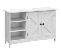 kleankin Meuble sous lavabo, Meuble Salle de Bain, 90 x 30 x 60 cm, Blanc | Classique, Placard 2 Portes, Étagères Ajustables