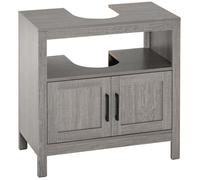 kleankin Meuble sous lavabo meuble sous évier meuble de salle de bain sous lavabo avec 2 portes et étagère - 60 x 30 x 60 cm - gris