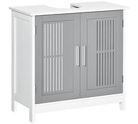 kleankin Meuble sous lavabo moderne avec 2 portes, meuble de salle de bain, meuble sous lavabo, meuble de rangement avec étagères réglables, gris