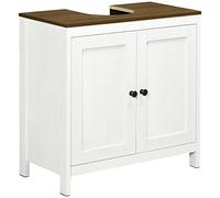 kleankin Meuble sous-vasque Placard 2 portes avec étagère Panneaux Blanc Aspect Noyer 60x30x60 cm