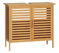 kleankin Meuble sous lavabo en bambou 2 portes 66 x 29 x 61,5 cm