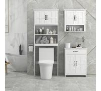 kleankin Meuble WC dessus de toilette armoire de rangement de salle de bain avec niches placard à double porte étagère réglable