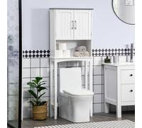 kleankin Meuble WC dessus de toilette avec placard à double porte, étagère réglable et compartiments ouverts, gris