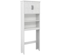 kleankin Meuble WC Dessus de Toilette Meuble Toilettes WC Rangement Armoire de Rangement de Salle de Bain avec niches et Placard à Double Porte, étagère réglable, Blanc