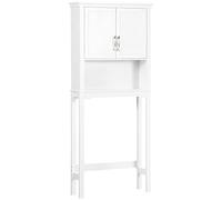 kleankin Meuble WC Dessus de Toilette Meuble Toilettes WC Rangement Meuble Salle de Bain avec Placard à Porte Double, étagère réglable et Compartiment, dim. 71 x 20,5 x 165 cm, Blanc