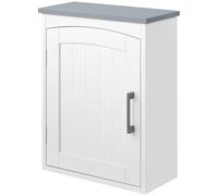 kleankin Meuble WC mural – MDF, porte & étagère réglable, 41×18,5×52 cm, Blanc