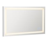 kleankin Miroir de salle de bain avec éclairage LED, fonction de mémoire, interrupteur tactile, étanche aux éclaboussures, argent