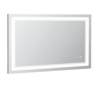 kleankin Miroir de salle de bain, miroir de salle de bain avec éclairage LED, miroir mural avec interrupteur tactile, 3 couleurs de lumière, miroir lumineux IP44 étanche, 100 x 60 cm