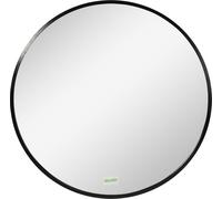 kleankin Miroir de salle de bain, Miroir rond, Miroir de salle de bain avec cadre en aluminium, Ø50 cm Miroir mural pour salon, chambre, salle de bain, IP44, Noir