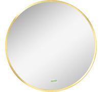 kleankin miroir de salle de bain, miroir rond, miroir de salle de bain avec cadre métallique doré, Ø50 cm miroir mural pour salon, chambre, salle de bain, IP44, or, alu