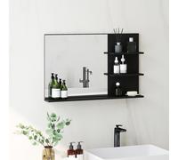 kleankin Miroir de Salle de Bain Moderne avec 2 Étagères Latérales et Étagère Inférieure, en Bois et Verre, 75x10x48 cm, Noir