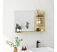 kleankin Miroir de Salle de Bain Moderne avec 2 Étagères Latérales et Étagère Inférieure, en Bois et Verre, 75x10x48 cm, Bois Naturel