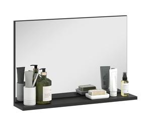 kleankin Miroir de Salle de Bain Mural avec Étagère 60x12x40cm Noir