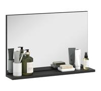 kleankin Miroir de Salle de Bain Mural avec Étagère 60x12x40cm Noir | Miroir moderne polyvalent pour salle de bain, chambre, couloir.
