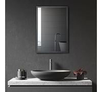 kleankin Miroir de Salle de Bain Porte en Alu + Cadre en Acier Inoxydable Murale Armoire à Glace avec 1 Porte Miroir et 2 étagères en Acier 40 x 12 x 60 cm - Noir