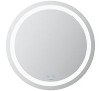 kleankin Miroir de Salle de Bain Rond LED Ø 60 cm Miroir Mural avec éclairage Interrupteur Tactile Fonction de mémoire système Anti-buée Aluminium