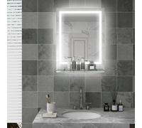 kleankin Miroir Lumineux LED Rectangulaire Mural 80 x 60 cm