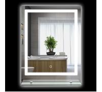 kleankin Miroir Lumineux LED rectangulaire Miroir Mural avec étagère de Salle de Bain 70 x 50 cm luminosité réglable Anti-buée Interrupteur Tactile