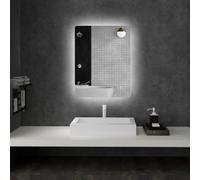 kleankin Miroir rectangulaire mural LED 80x60 cm – 3 couleurs réglable, antibuée, tactile – Blanc