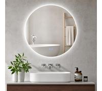 kleankin Miroir rond LED 70cm - mural - tactile antibuée luminosité réglable 35W Blanc/Argent