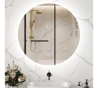 kleankin Miroir rond lumineux LED de salle de bain Ø 60 cm mural avec éclairage interrupteur tactile système antibuée 29 W gris