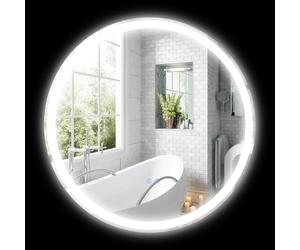 kleankin Miroir rond lumineux LED de salle de bain Ø 70 cm mural avec éclairage 3 couleurs interrupteur tactile 23W blanc argent