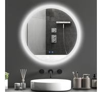 kleankin Miroir Rond Salle de Bain avec éclairage LED Ø 60 cm, Miroir Mural 29W avec Anti-buée, 3 Couleurs réglables, dimmable, Interrupteur Tactile, Fonction mémoire, Blanc et Argent