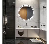 kleankin Miroir Salle de Bain avec éclairage Ø 80 cm Miroir Rond Lumineux 3 Couleurs Interrupteur Tactile système antibuée 46W Blanc Argent