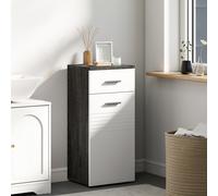 kleankin Mobile Bagno avec Tiroir et Armoire en Bois, 35x30x77,5 cm, Blanc et Noir