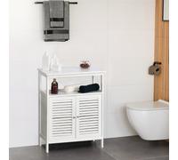 kleankin Mobile Salle de Bain Gain d'Espace, Meuble de Salle de Bain avec 2 Étagères et Armoire en MDF Imperméable, 60 x 30 x 81.6 cm, Blanc