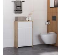 kleankin Mobile Salle de Bain Polyvalent, Meuble de Salle de Bain avec Armoire et Tiroir, Gain de Place, Bois Couleur et Blanc 60x30x90cm