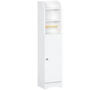 kleankin Meuble WC – porte, 2 étagères, niche, support papier – 23×18×100 cm – blanc