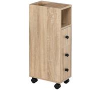 kleankin Armoire porte-papier toilette 3 niveaux avec sortie papier – Aspect chêne clair