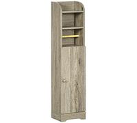 kleankin Support Papier Toilette Armoire de Rangement pour Papier Gain de Place Salle de Bain 23 x 18 x 100 cm Gris