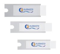 KLEBASTO Fenêtre d'inscription autocollante | Poches auto-adhésives avec étiquettes d'insertion | Porte-étiquettes à coller pour étagères, dossiers, dossiers | Côté étroit ouvert (100, 19 mm x 75 mm)