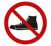 Kleberio® Autocollants - Chaussures interdites - Pictogramme de protection contre la pollution, le respect de la tradition, la religion, pas d'accès aux chaussures - Sécurité - 10 cm - Lot de 5