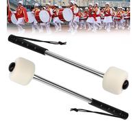 Kleemeiero 2 PCS Maillet Tambour Feutre et Acier Inoxydable 32x5CM Baguette de Tambour Tambour à Maillet Poignée Texturée Anti-Dérapante Lanière de Sécurité pour Grosse Caisse Professionnelle