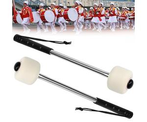 Kleemeiero 2 PCS Maillet Tambour Feutre et Acier Inoxydable 32x5CM Baguette de Tambour Tambour à Maillet Poignée Texturée Anti-Dérapante Lanière de Sécurité pour Grosse Caisse Professionnelle