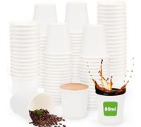 Kleemeiero 200PCS Gobelets en Papier 80ML Gobelet en Carton Blanc Gobelets à Café en Papier Gobelet Biodégradables Tasse Cafe Carton Convient pour Les Boissons Chaudes et Froides