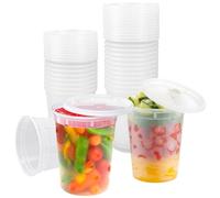 Kleemeiero 24PCS Récipients en Plastique avec Couvercle 960ML Contenants de Stockage de Soupe en Plastique avec Couvercles Récipients à Soupe avec Couvercles pour Conservation des Aliments Étanches